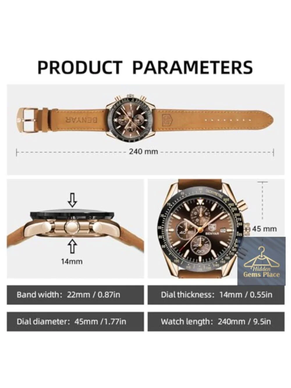 Men's Chronograph Quartz Watch Waterproof Luminous Stainless Steel